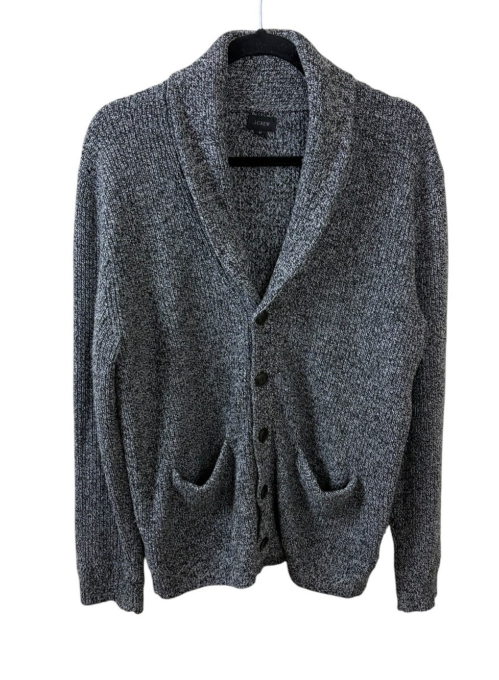 J.Crew Merino Wool Blend Cardigan Mens Medium Marled Gray Button Sweater